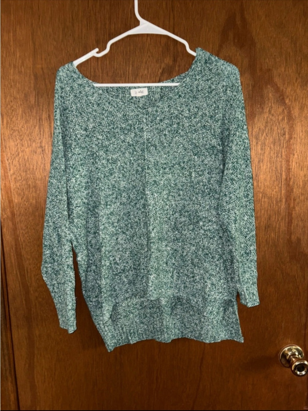 LA MIEL Speckled Teal Crewneck Sweater